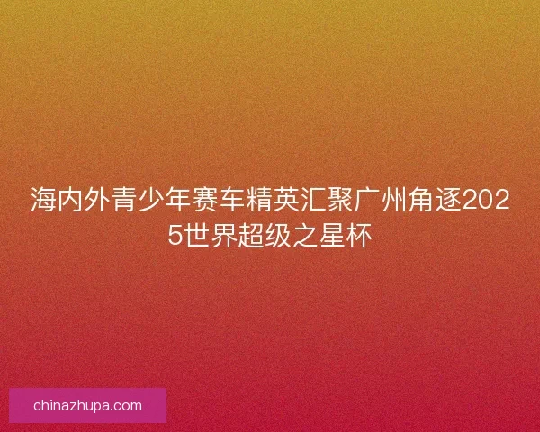 海内外青少年赛车精英汇聚广州角逐2025世界超级之星杯