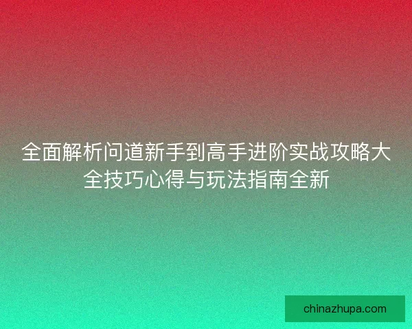 全面解析问道新手到高手进阶实战攻略大全技巧心得与玩法指南全新 全面解析问道新手到高手进阶实战攻略大全技巧心得与玩法指南全新